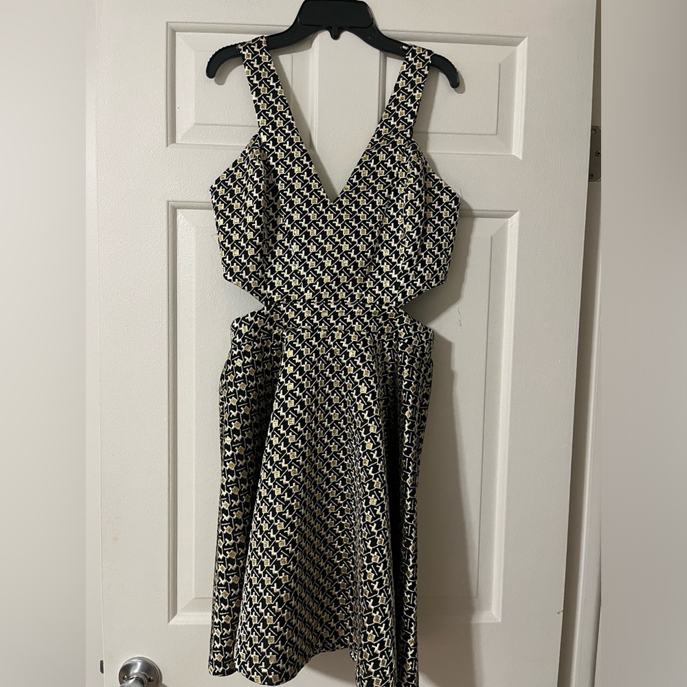 Sexy Cutout Gold & Black Sleeveless GB Mini Party Dress - Size Medium - Like new
